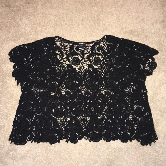 torrid Tops - Black crochet crop top